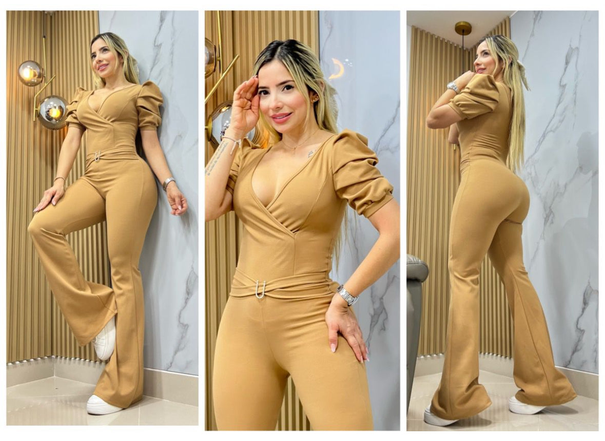 Macacão Elegante com Mangas Abullonadas – ✨ Eleva Tu Estilo a Nuevas Alturas