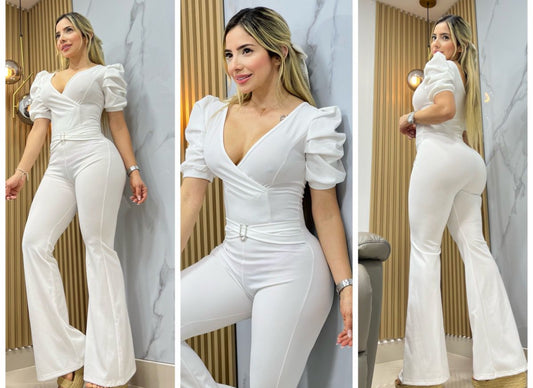 Macacão Elegante com Mangas Abullonadas – ✨ Eleva Tu Estilo a Nuevas Alturas