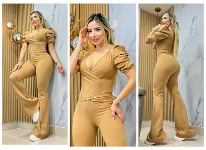 Macacão Elegante com Mangas Abullonadas – ✨ Eleva Tu Estilo a Nuevas Alturas